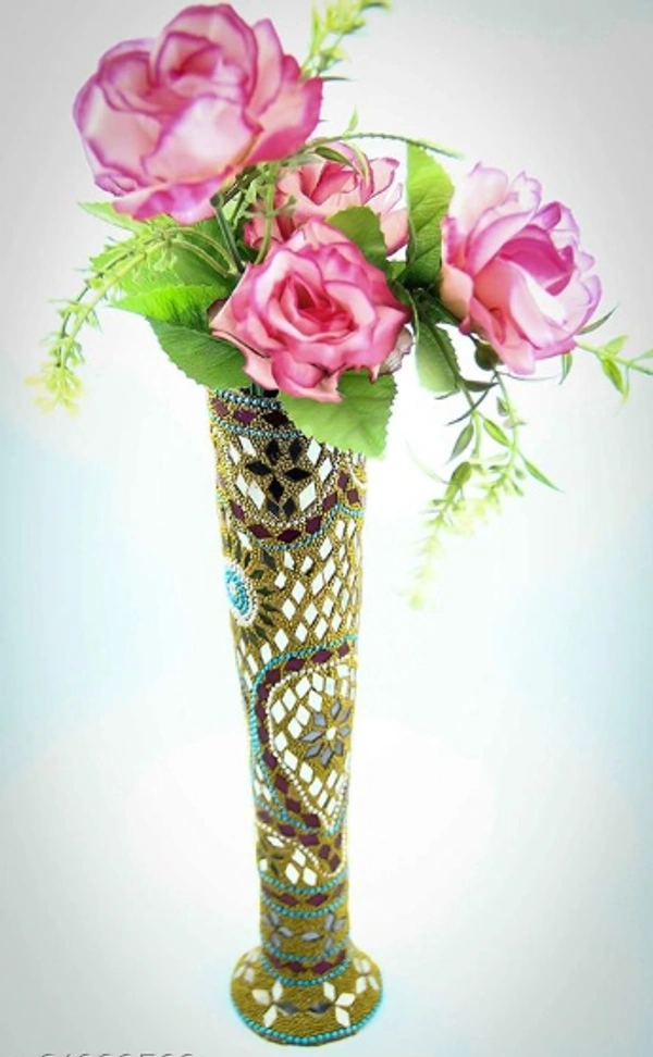 EAlma Round Flower Vases For Home Decor |Living Room Flower Pot| Lakh Resin ShowPieces For Decor - Free Size, Handicraft, Pack of1